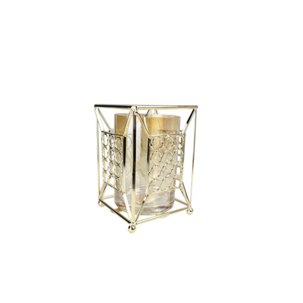Metal Gold Candle Holder Glass Insert