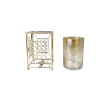 Metal Gold Candle Holder Glass Insert