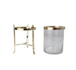 Glass Candle Holder Gold Rim