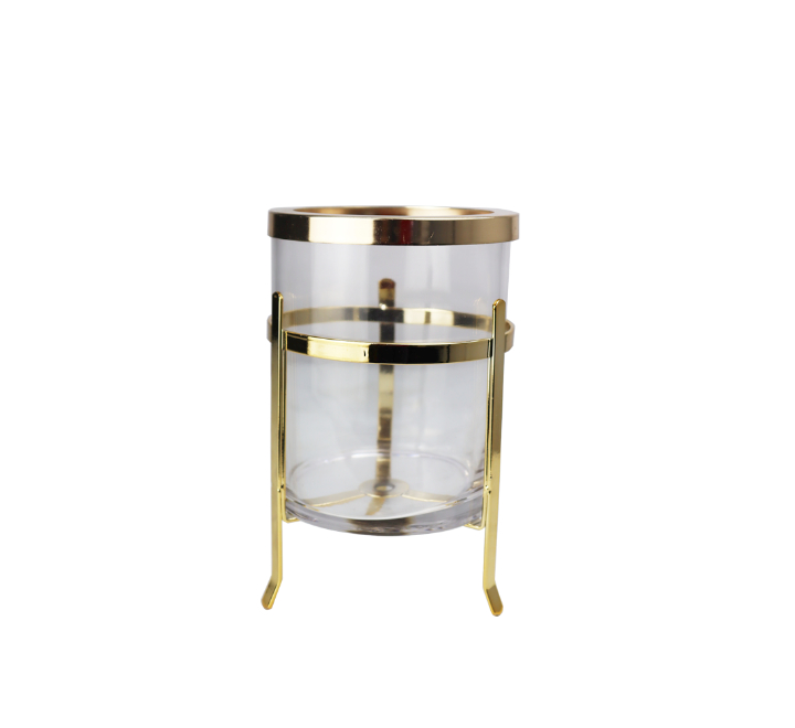 Glass Candle Holder Gold Rim
