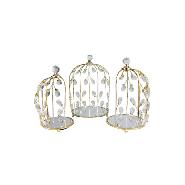 3pc Gold Birdcage Centrepieces