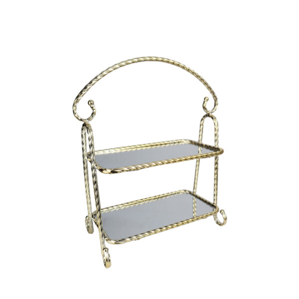 2 Tier Gold Display Stand Mirrored Shelf