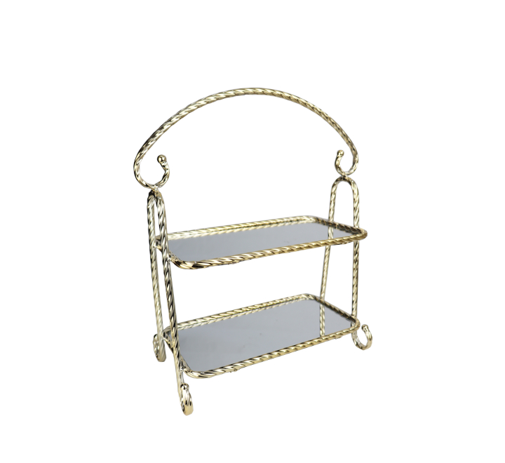 2 Tier Gold Display Stand Mirrored Shelf