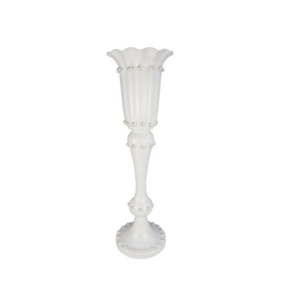 Plastic Vase with Ruffle Rim and Pearls