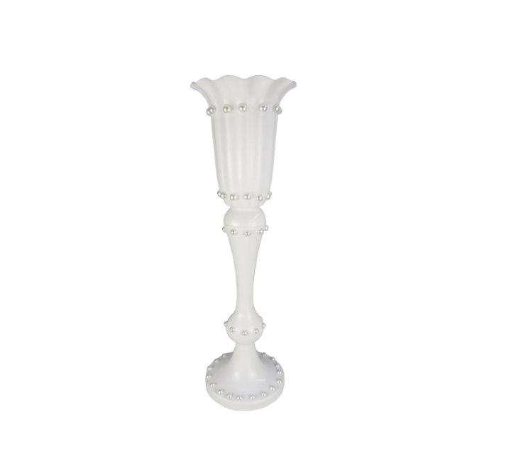 Plastic Vase with Ruffle Rim and Pearls