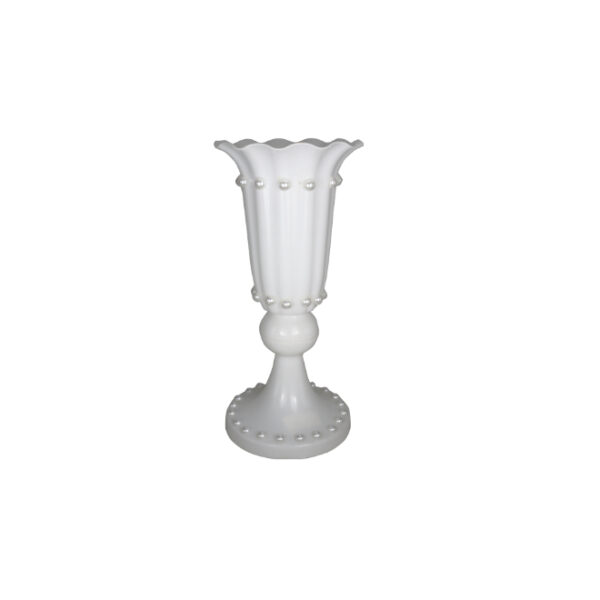 Plastic Vase with Ruffle Rim and Pearls