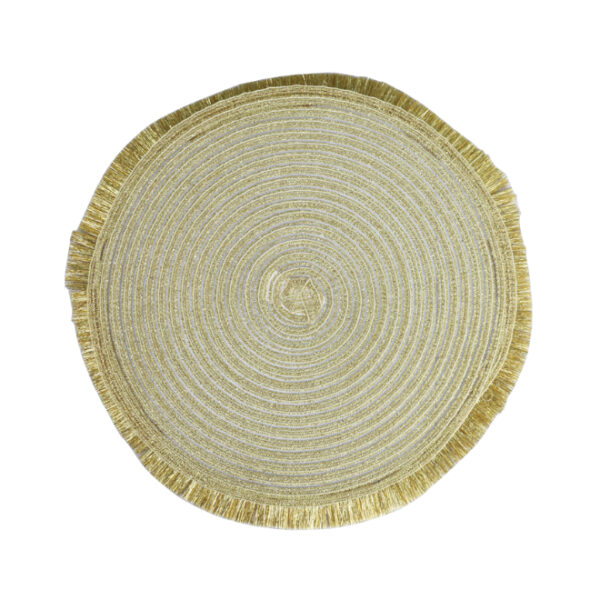 Gold Round Table Mat with Fringe 38cm