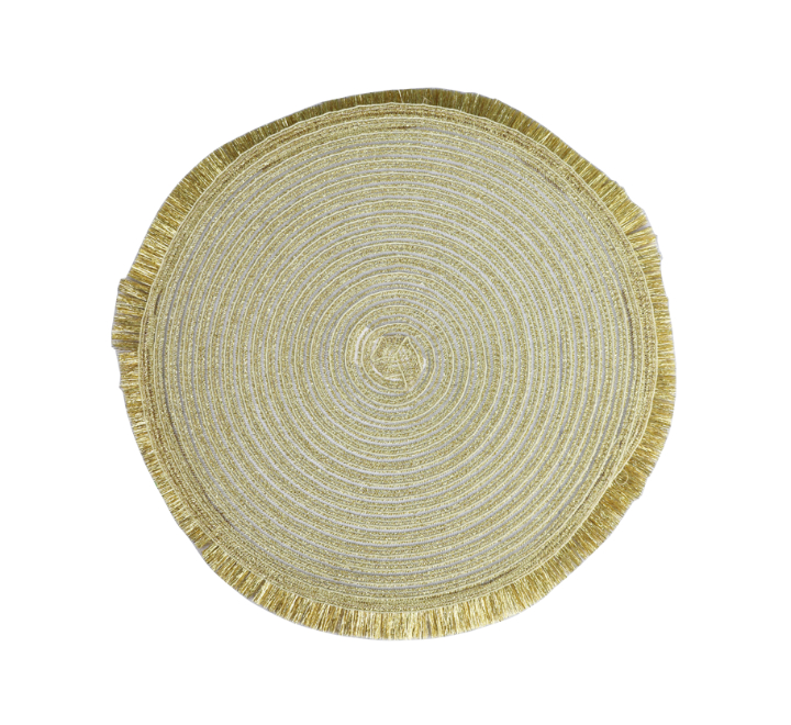 Gold Round Table Mat with Fringe 38cm