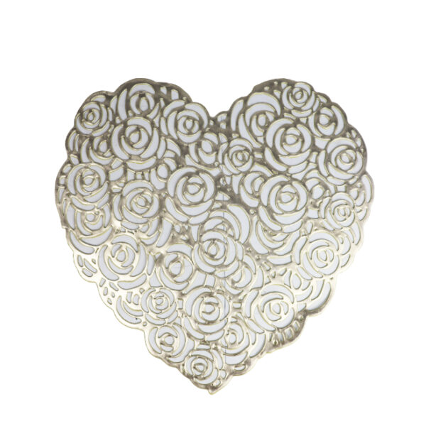 Rose Pattern Heart Shaped Table Mat 38cm
