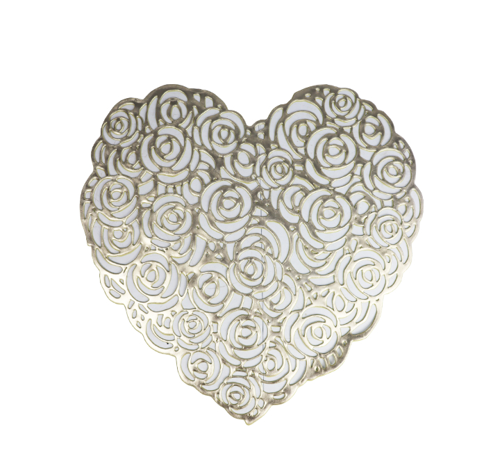 Rose Pattern Heart Shaped Table Mat 38cm