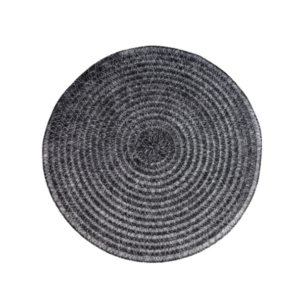 Black and Grey Woven Table Mat 38cm