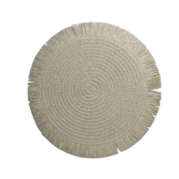Cream Woven Placemat with Fringe 38cm