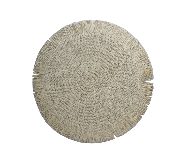Cream Woven Placemat with Fringe 38cm