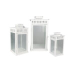 3pc White Metal Lantern Set