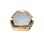 2pc Hexagon Shaped Wooden Serving Tray