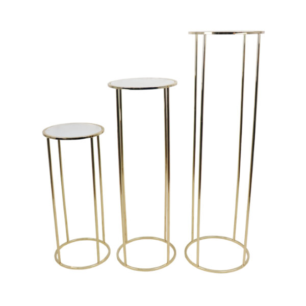 3pc Gold Round Metal Flower Stand
