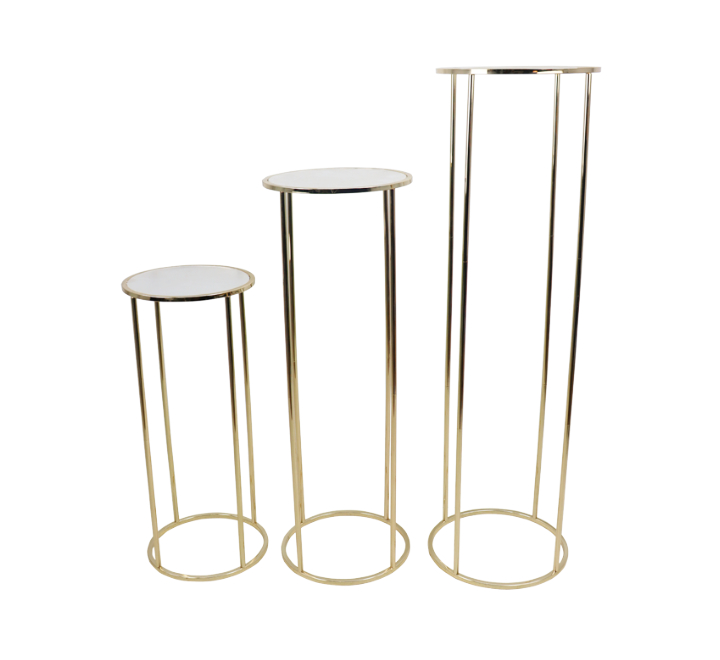3pc Gold Round Metal Flower Stand