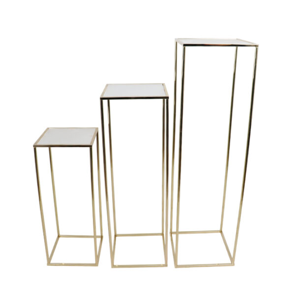 3pc Gold Square Metal Flower Stand