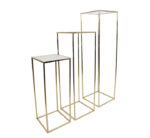3pc Gold Square Metal Flower Stand