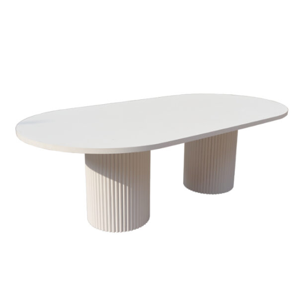 White Ripple Pillar Table 2.4m