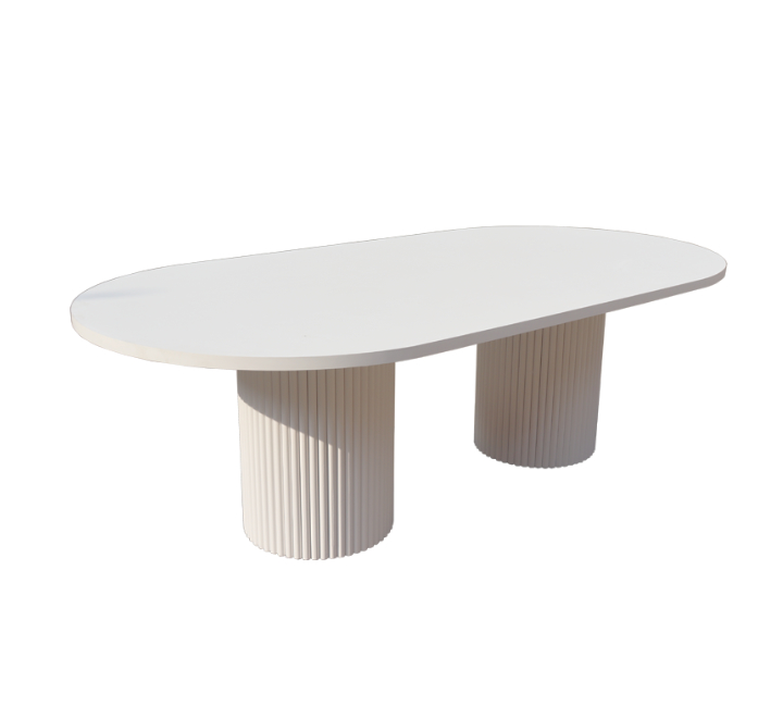 White Ripple Pillar Table 2.4m