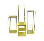 4pc Square Gold Plinth Set