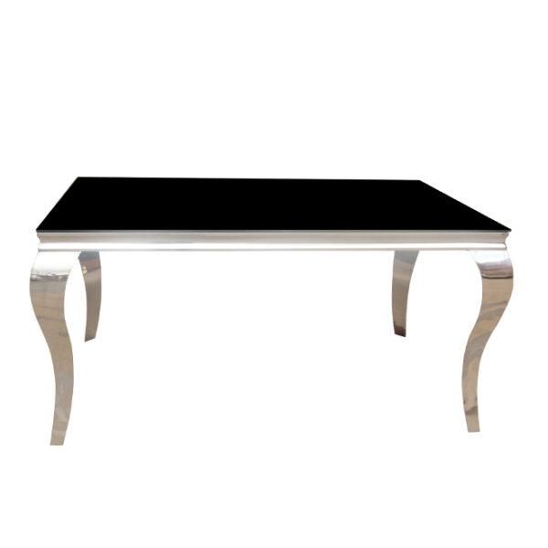 Black Glass Top Dining Table Silver Frame