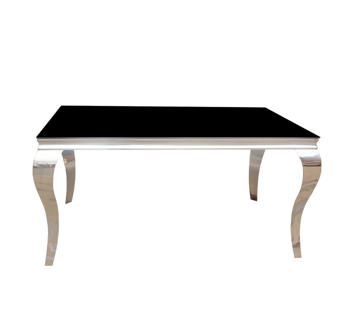 Black Glass Top Dining Table Silver Frame