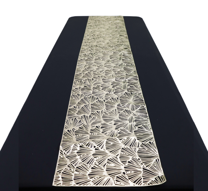 Table Runner Gold Shell Lazer Cut Design