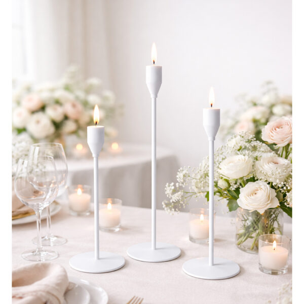 White Candle Holders