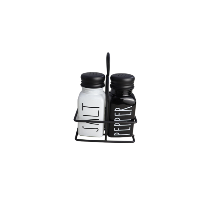 Regent Glass Salt & Pepper Shakers in a Caddy
