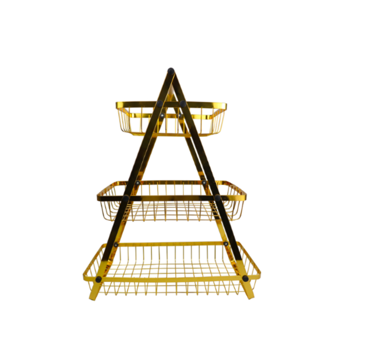 3 Tier Metal Gold Fruit/Veg Basket