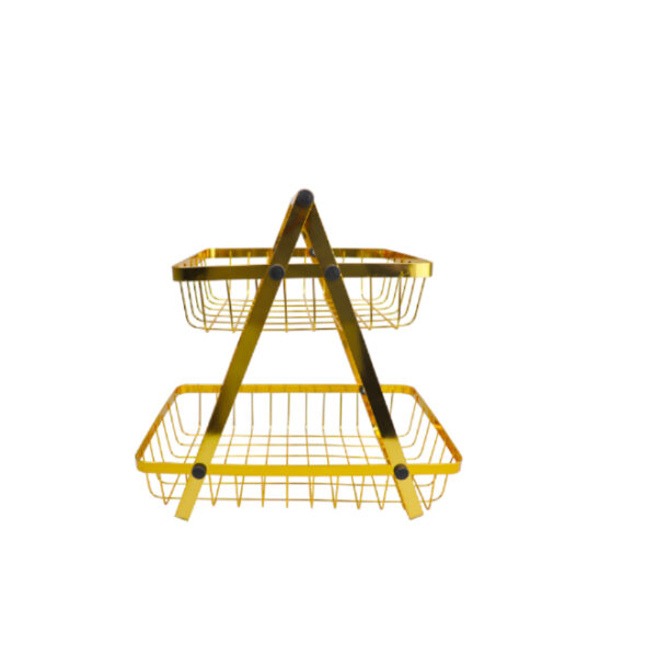 2 Tier Metal Gold Fruit/Veg Basket