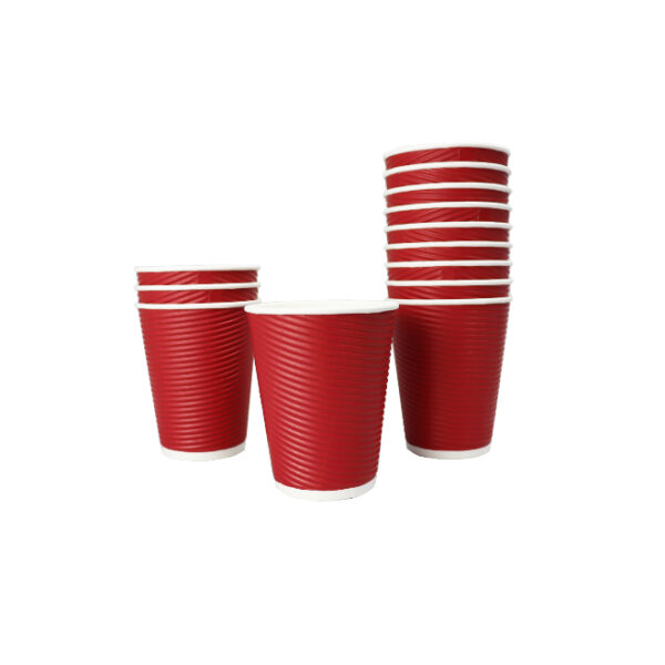 Ripple Coffee Cups 25pcs (250ml) Red