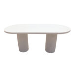 White Oval Ripple Pillar Table 1.8m