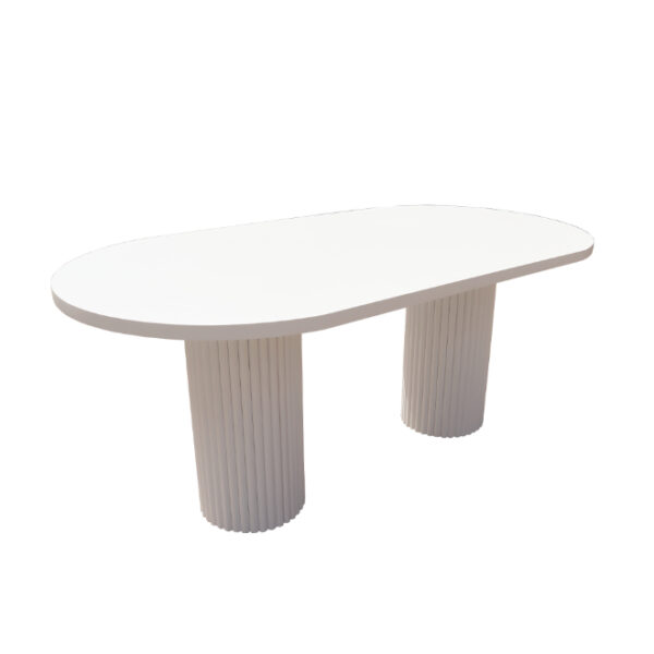 White Oval Ripple Table 1.8m