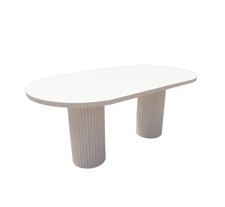 White Oval Ripple Table 1.8m