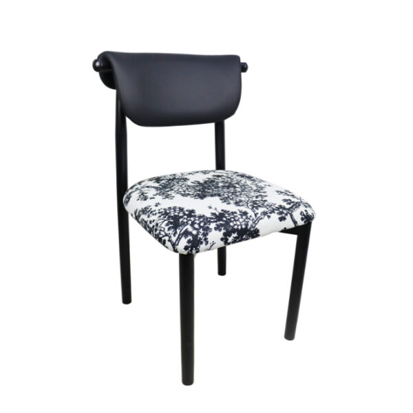Black/White Pattern Cushioned Dining Chair