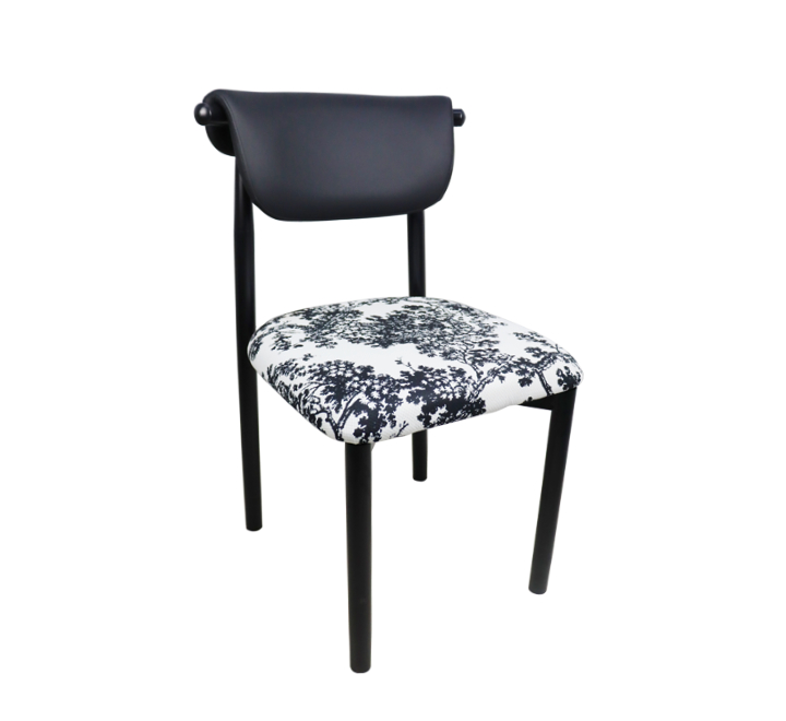 Black/White Pattern Cushioned Dining Chair