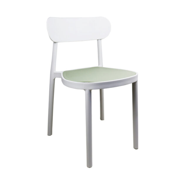 2 Tone Cafe Chair Green Seat White Frame