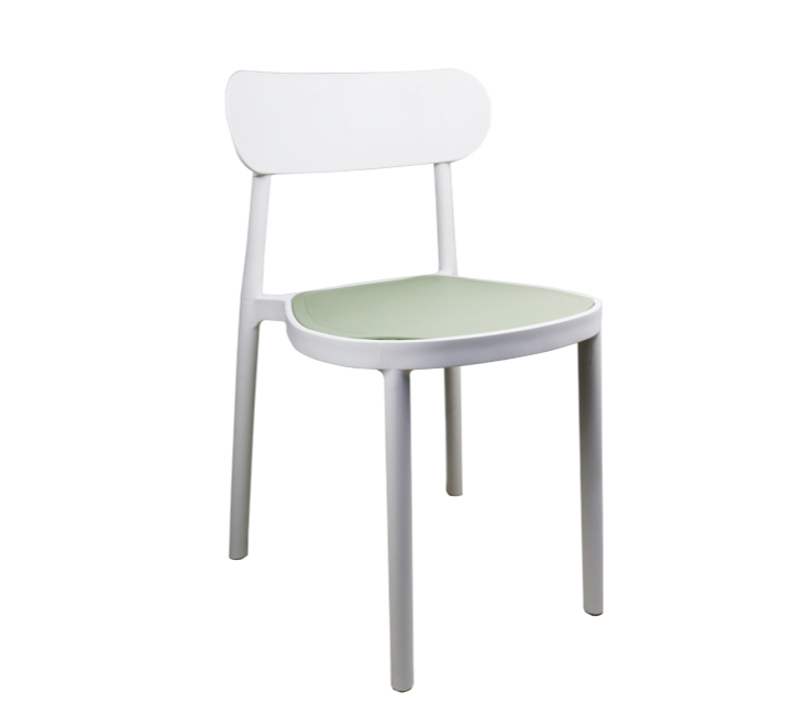 2 Tone Cafe Chair Green Seat White Frame