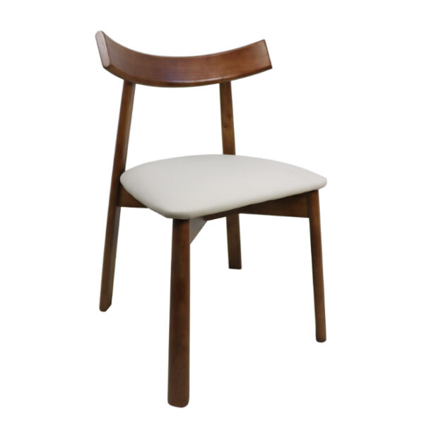 Wooden Dining Chair Beige PU Cushion