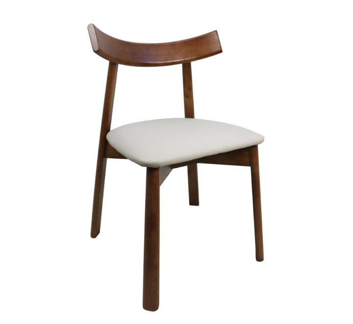Wooden Dining Chair Beige PU Cushion