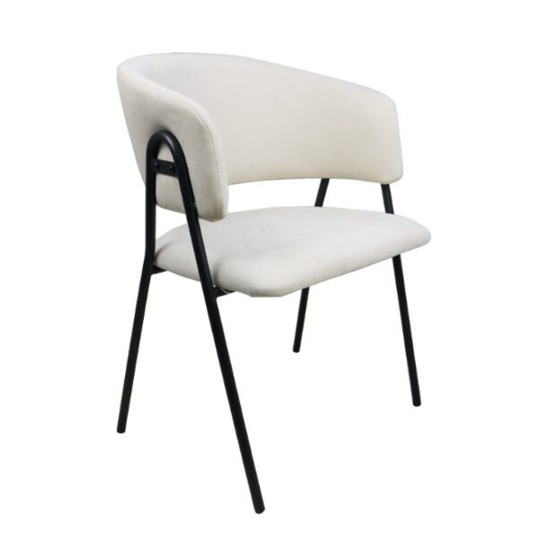 Modern Cream Dining Chair Curved Backrest