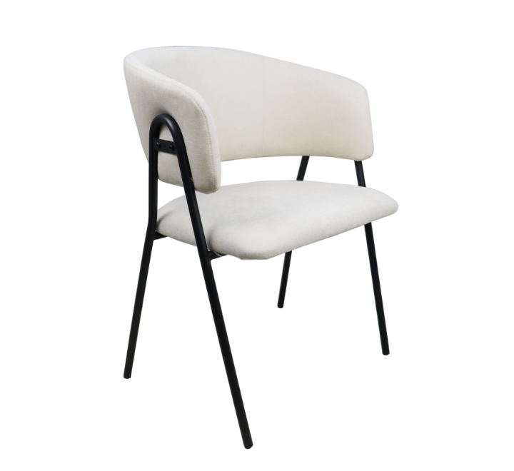 Modern Cream Dining Chair Curved Backrest
