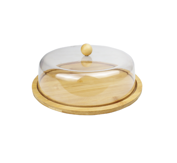 Round Cake Dome with Wooden Base