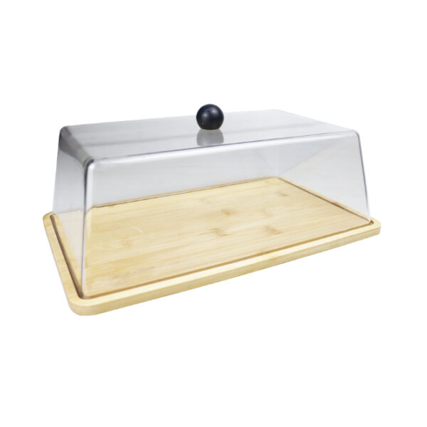 Rectangular Cake Dome with Wooden Base