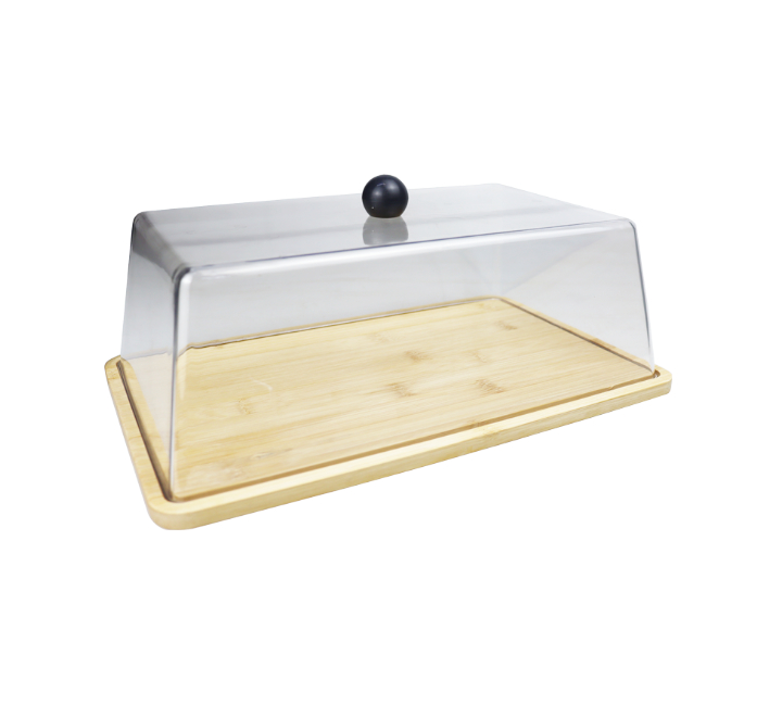Rectangular Cake Dome with Wooden Base