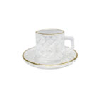 12pc Clear Cup & Saucer Set Gold Rim