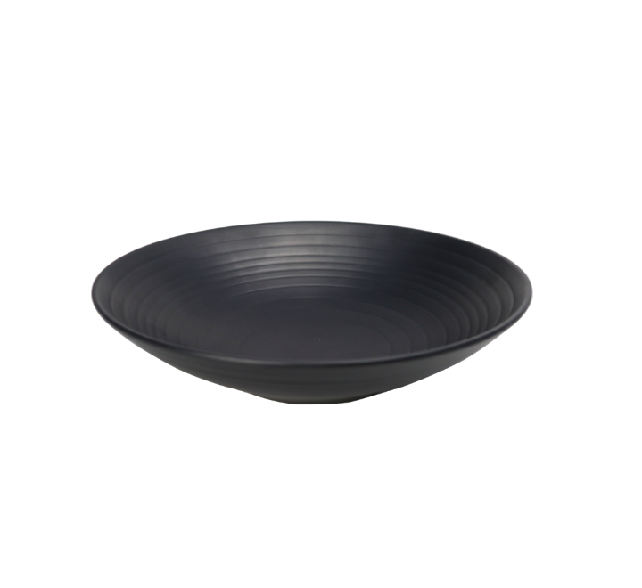 Ribbed Black Melamine Bowl